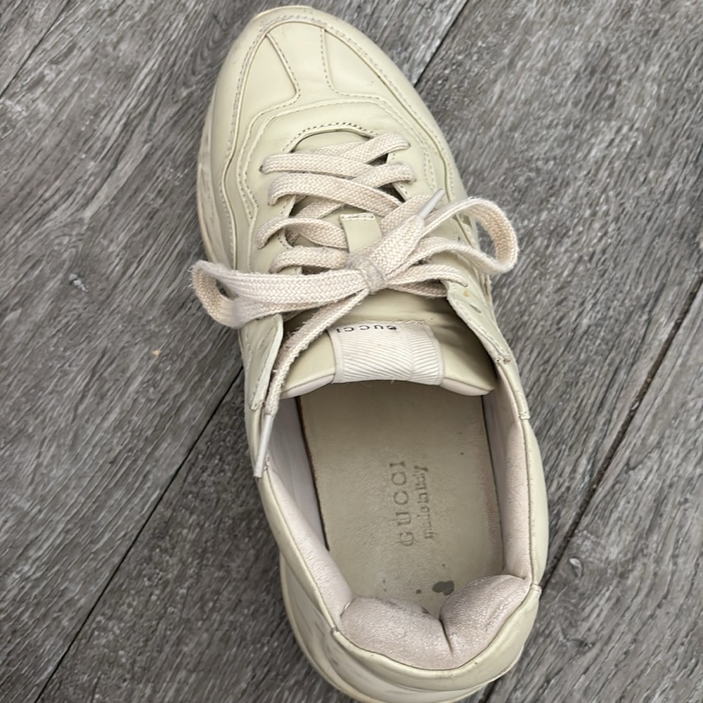 Used Gucci Cream Sneakers Rhython shoes size 8.5 US - Picture 11 of 16